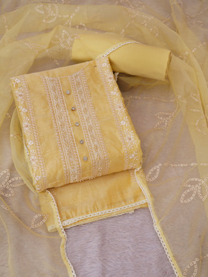 Tavas Chanderi Embroidered Salwar Suit Material