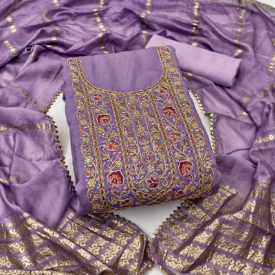 Divastri Silk Blend Embroidered Salwar Suit Material