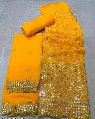 LADYPOTION Georgette Embroidered Salwar Suit Material