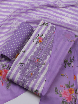 Meena Bazaar Cotton Blend Embroidered Salwar Suit Material