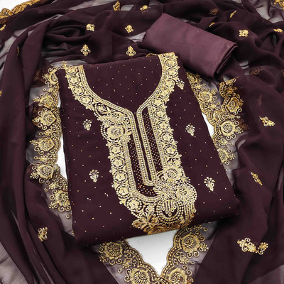Blissta Georgette Embellished Salwar Suit Material