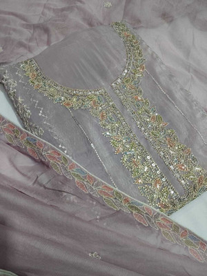 AmanVastra Pure Silk Embroidered Salwar Suit Material
