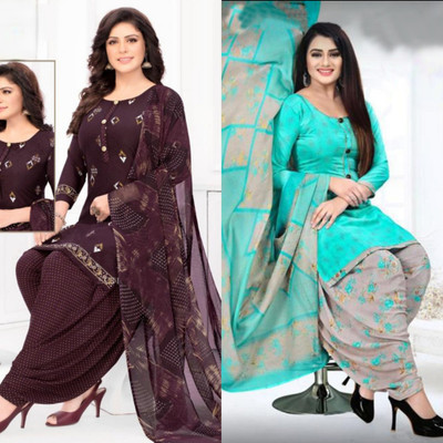 KP CLOTHING Crepe Printed Kurta & Patiyala Material