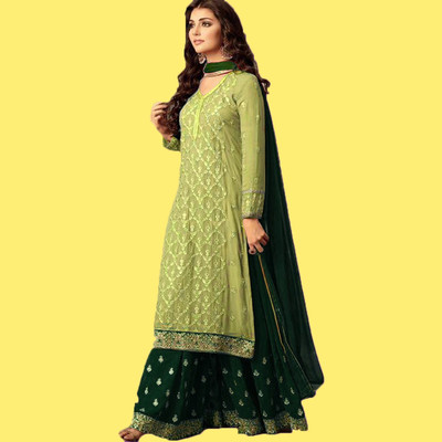 KAPANKU Net/Lace Embroidered Gown/Anarkali Kurta & Bottom Material