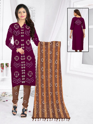 JANKIFABRIC Viscose Rayon Printed, Self Design, Colorblock Salwar Suit Material