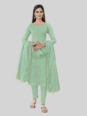 Tavas Chanderi Embroidered Salwar Suit Material