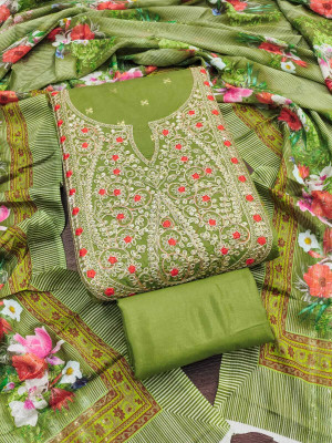 RUDRAA FAB Chanderi Embroidered Salwar Suit Material