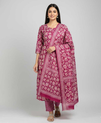 Chingaari Cotton Blend Floral Print Kurta Fabric