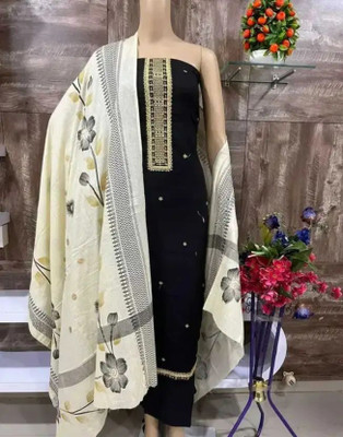 SAMYAGDARSHANA Pure Cotton Embroidered Salwar Suit Material