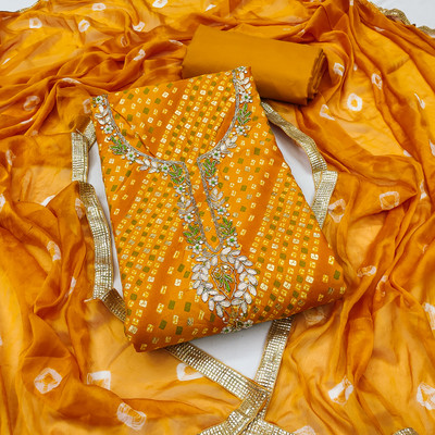 ShopGlobal Cotton Blend Embroidered, Printed Salwar Suit Material