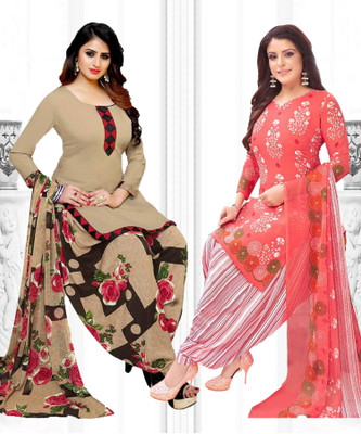 ANIRAV Crepe Solid, Printed, Geometric Print Salwar Suit Material