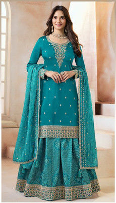Avtar Singh And Sons Silk Blend Embroidered Salwar Suit Material