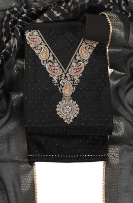 Tavas Cotton Blend Embroidered Salwar Suit Material