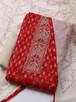 Meena Bazaar Cotton Blend Embroidered Salwar Suit Material