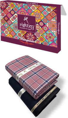 Rishtey Cotton Blend Solid, Checkered Shirt & Trouser Fabric