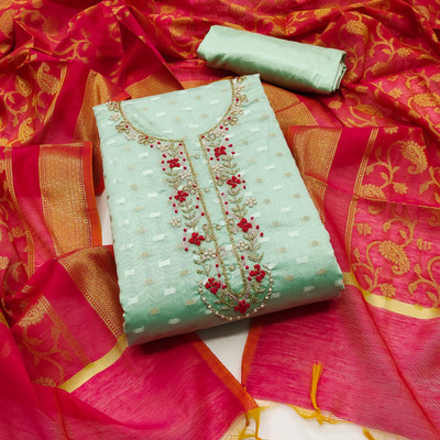 manvaa Jacquard Embroidered Salwar Suit Material