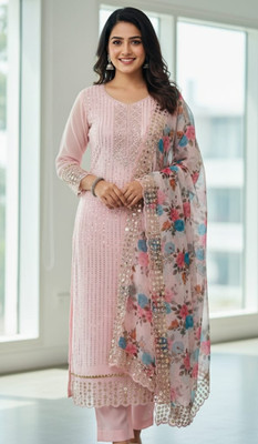 RIDDHI Georgette Embroidered Salwar Suit Material