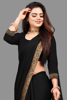 ENCLIQ Lycra Blend Solid, Self Design Blouse Material