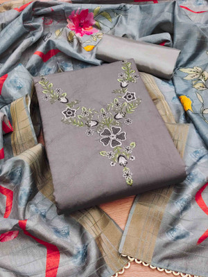 Kimisha Silk Blend Embroidered Salwar Suit Material