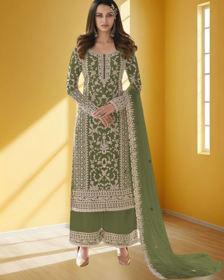 Dealbazaars Corporation Net/Lace Dyed, Embroidered, Embellished, Self Design Salwar Suit Material