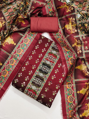 Divastri Silk Blend Embellished, Printed Salwar Suit Material