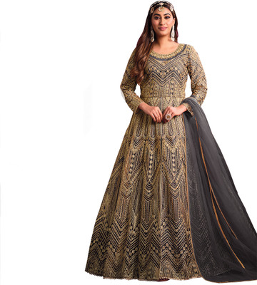 SHAFNUFAB Georgette Embroidered Salwar Suit Material
