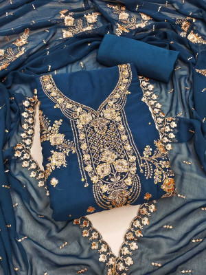 RAJGHARANA NX Chanderi Embroidered Salwar Suit Material