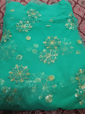 Divine Trends Net/Lace Embellished Multipurpose Running Fabric