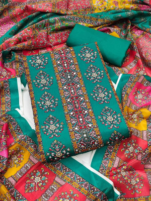 RUDRAA FAB Silk Blend Printed Salwar Suit Material