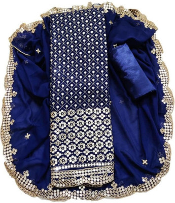 skyfiesta Georgette Embroidered Salwar Suit Material