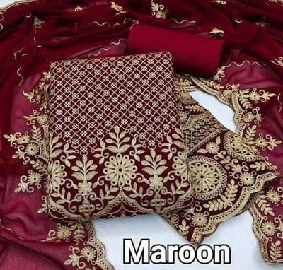 CLOTHLEMON Georgette Embroidered Salwar Suit Material