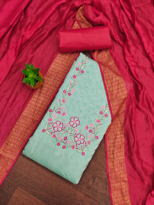 Jaipur Kurti Silk Blend Floral Print Salwar Suit Material