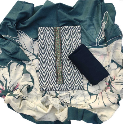 FAB JUNCTION Pure Cotton Printed, Self Design Salwar Suit Material