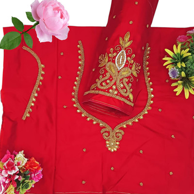 SM FASHION Silk Blend Embroidered Blouse Material