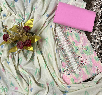 EJS Pure Cotton Printed, Self Design Salwar Suit Material