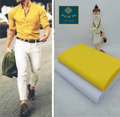 Pri & Su CottLinns Cotton Blend Solid, Self Design Shirt & Trouser Fabric