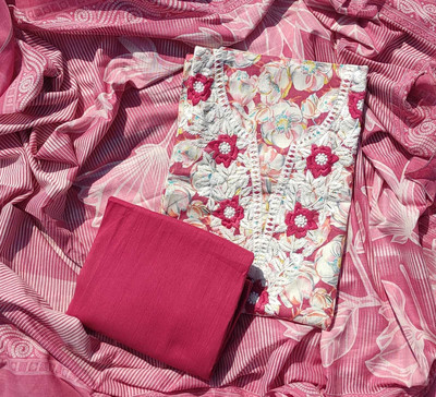 ABODH COLOURS Pure Cotton Embroidered, Printed Salwar Suit Material