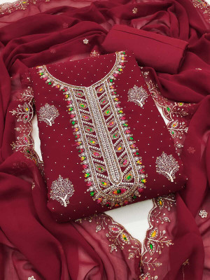 Mahakal Tex Georgette Embroidered Salwar Suit Material