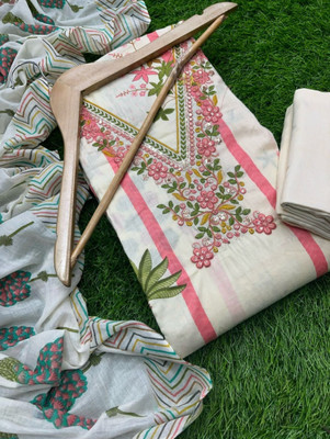 Meghdoot Textiles Pure Cotton Embroidered, Floral Print Salwar Suit Material