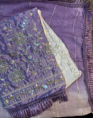 GUMBERTEXTILES Organza Dyed, Embroidered Salwar Suit Material