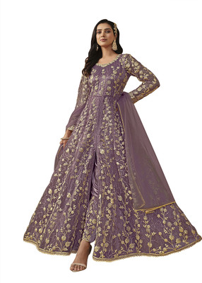 SHAFNUFAB Net/Lace Embroidered Salwar Suit Material