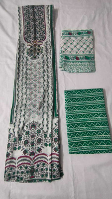 RangeRiwaj Pure Cotton Floral Print, Chevron/Zig Zag Salwar Suit Material