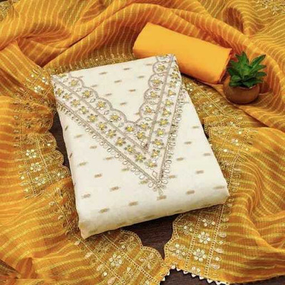 SARVOPAR Chanderi Embroidered Salwar Suit Material