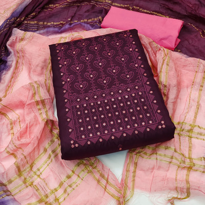 Divastri Silk Blend Embroidered Salwar Suit Material