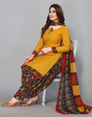 Samah Crepe Floral Print, Printed, Geometric Print Salwar Suit Material