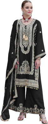 SHAFNUFAB Georgette Embroidered Salwar Suit Material