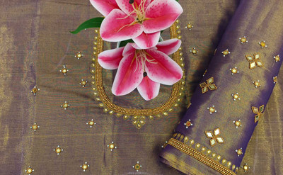 Khusi Fashion Silk Blend Embellished Blouse Material