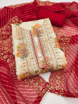 HouseOfCommon Chanderi Embroidered Salwar Suit Material