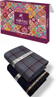 Rishtey Cotton Blend Solid, Checkered Shirt & Trouser Fabric