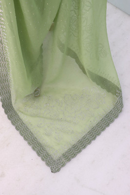 greeva enterprise Embroidered Bollywood Organza Saree(Light Green)